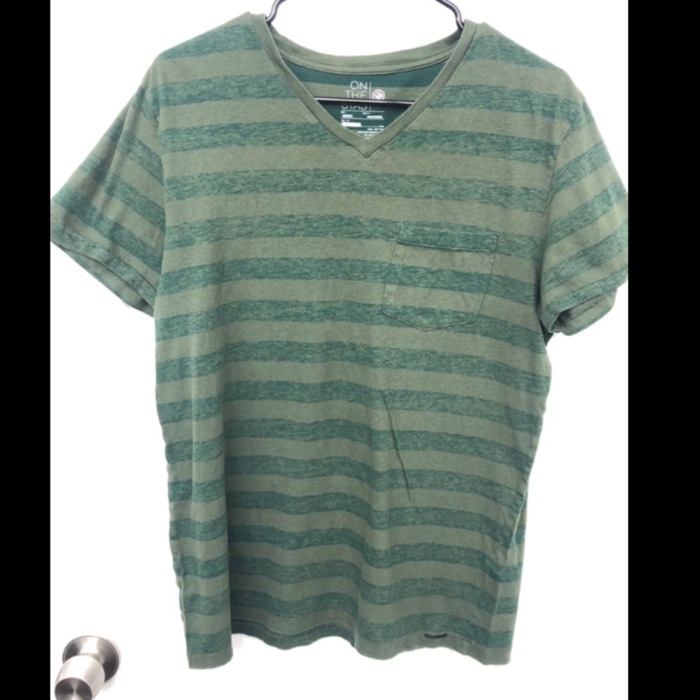 On The Byas Green Striped Pocket T-shirt